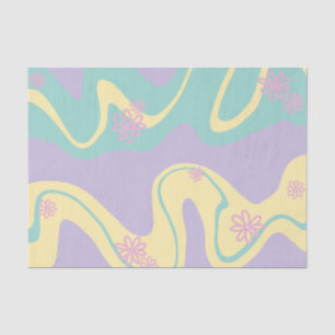 Papel De Seda Daisy Groove Rosa Pálido, Amarillo, Morado y Verde