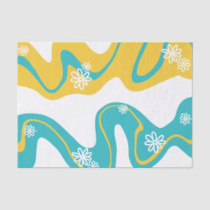 Papel De Seda Daisy Groove - Turquesa y Amarillo