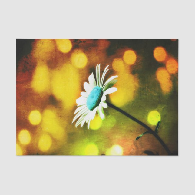 Papel De Seda Daisy turquesa con Bokeh de Oro (Anverso)