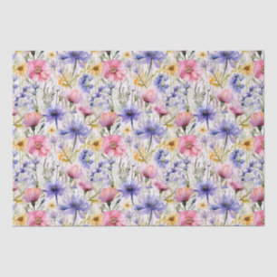Papel De Seda Daisy Wildflower Pink Blue Floral Pattern