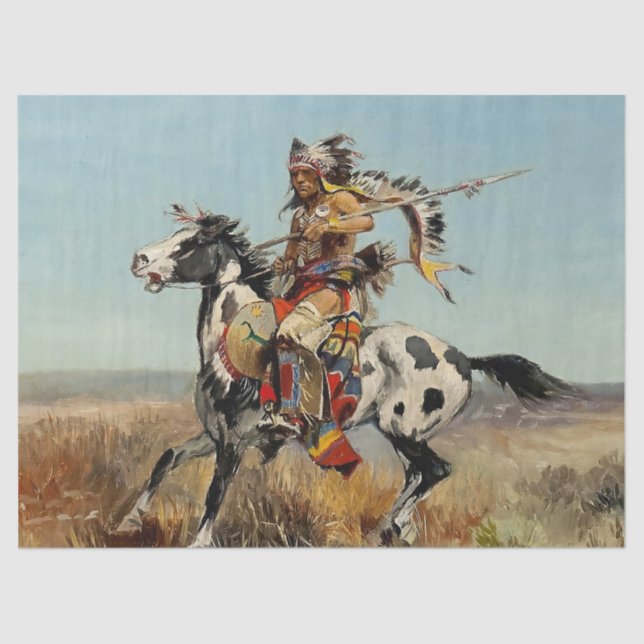 Papel De Seda "Dakota Chief" Arte Occidental por Charles M Russe (Anverso)