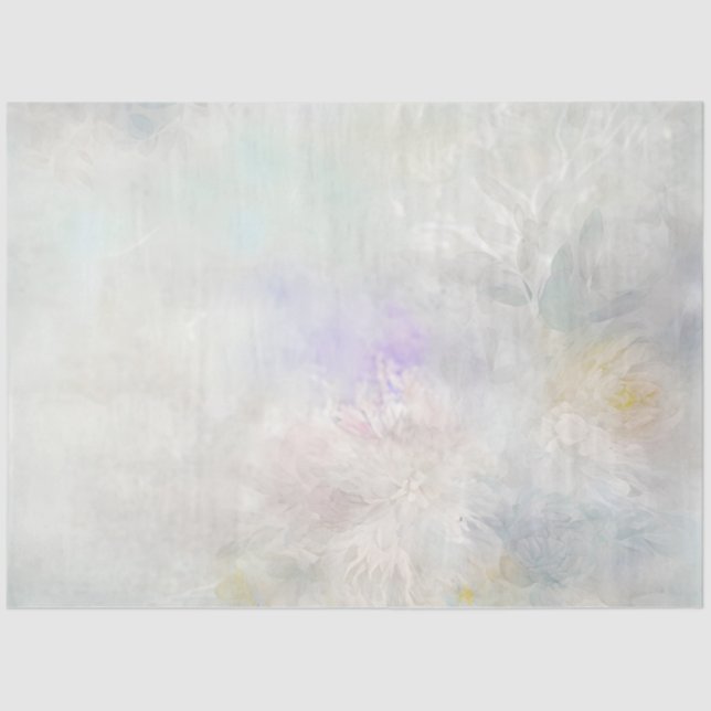 Papel De Seda Dalias florales delicadas pastel (Anverso)