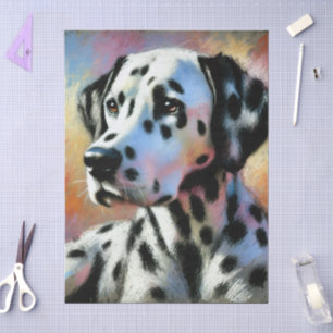 Papel De Seda Dalmatia Chalk Pastel Perro Negro Desnudo Blanco