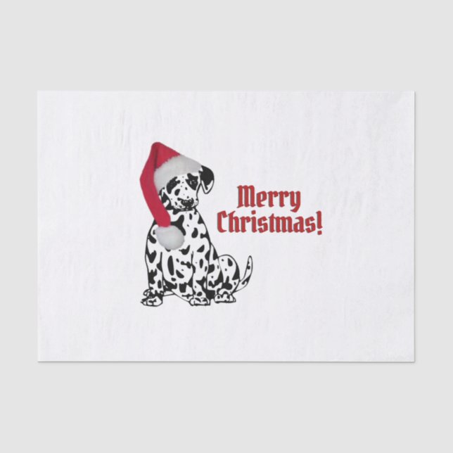 Papel De Seda Dalmatia Perro Rojo Agitando el Cabo Feliz Navidad (Anverso)