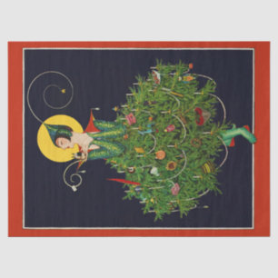 PAPEL DE SEDA DAMA CON NAVIDADES GIFA DE MODA DE BELLEZA ART DEC