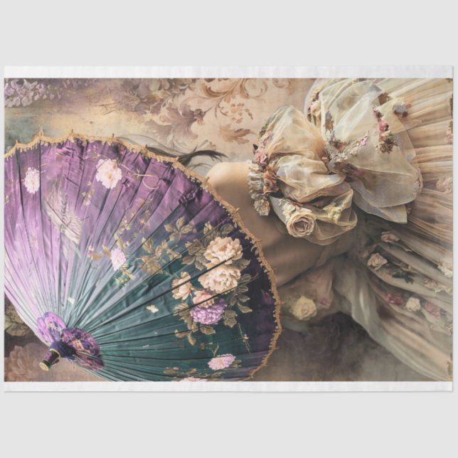 Papel De Seda Dama con sombrilla, Chic Francés (Anverso)