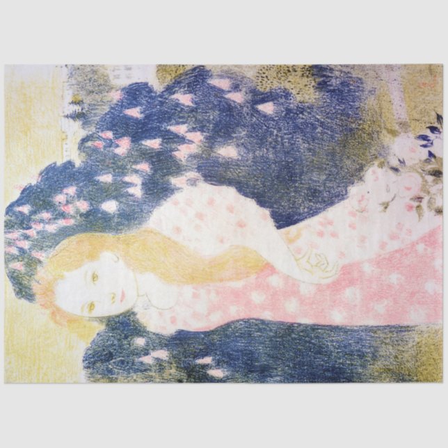 Papel De Seda Dama con vestido rosa, Maurice Denis (Anverso)