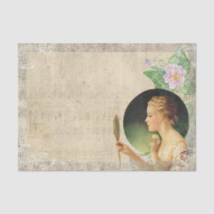 Papel De Seda Dama de estilo victoriano mirándose a sí misma