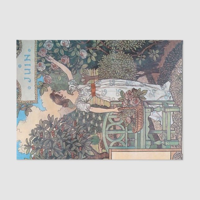 Papel De Seda Dama de Jardín Francés con Rosas (Anverso)