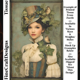 Papel De Seda Dama De Steampunk En Gorra, Ivy & Birds DK3R Decou