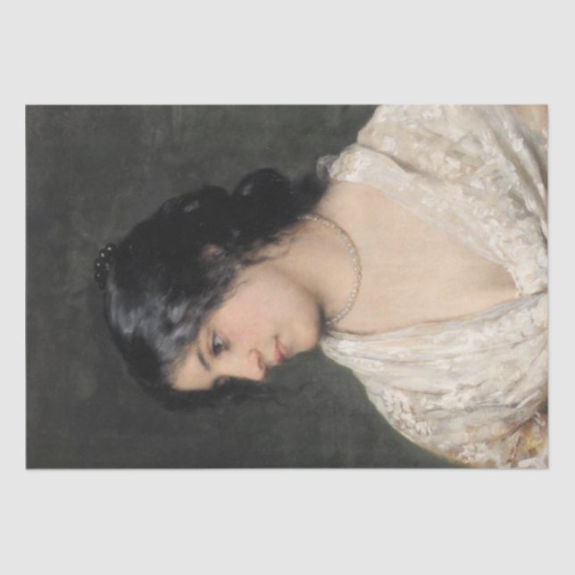 Papel De Seda Dama elegante con collar de perlas (Anverso)