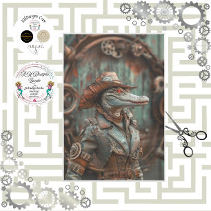 Papel De Seda Dama Gator decoupage steampunk victoriano occident