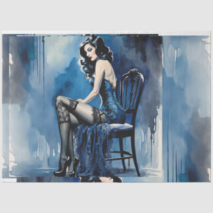 Papel De Seda Dama haitiana Moulin Rouge Raven, la bella azul de