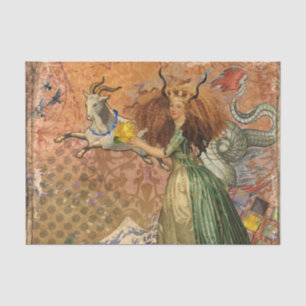 Papel De Seda Dama Renacentista Capricornio Fantasía Vintage Zod