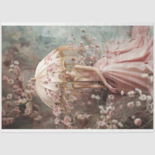 Papel De Seda Dama & un parasol, retrato y arte floral