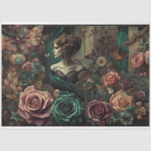 Papel De Seda Dama victoriana de la época, Rosas, desenlace flor