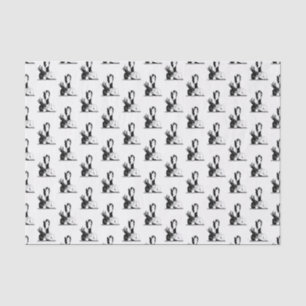 Papel De Seda Dama Vintage Art Deco con Perlas Negro Blanco