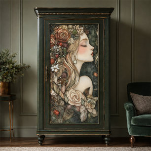 Papel De Seda Dama Vintage con Decoupage de Perlas Florales de N