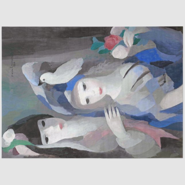 Papel De Seda Dama y paloma, Marie Laurencin (Anverso)