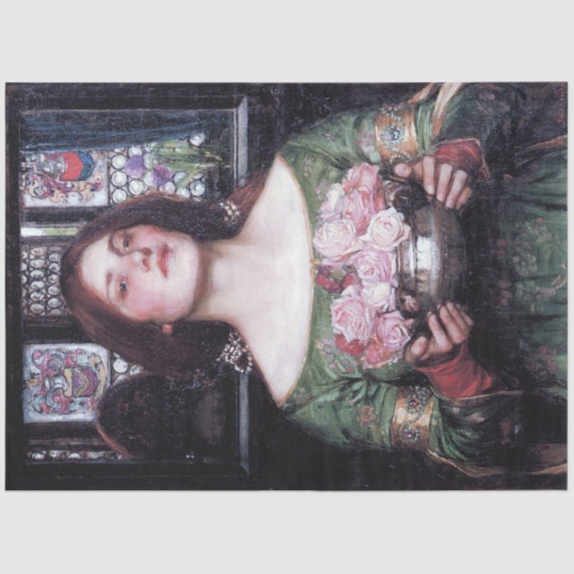 Papel De Seda Dama y Rosas, John William Waterhouse (Anverso)