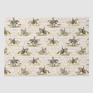 Papel De Seda Damas Elegantes a Caballo del Campo Inglés Vintage