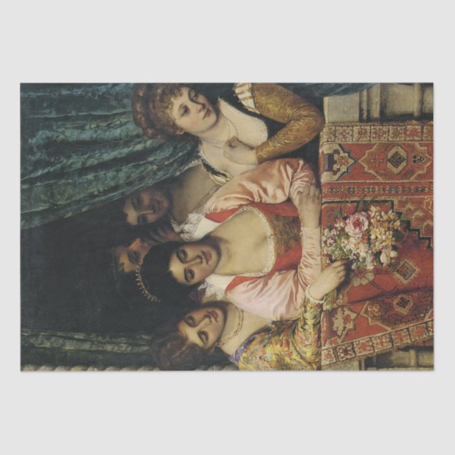 Papel De Seda Damas medievales en un balcón (Anverso)