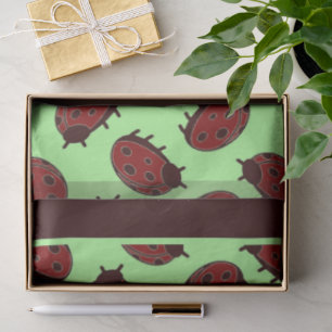 Papel De Seda Damas rojas sobre verde