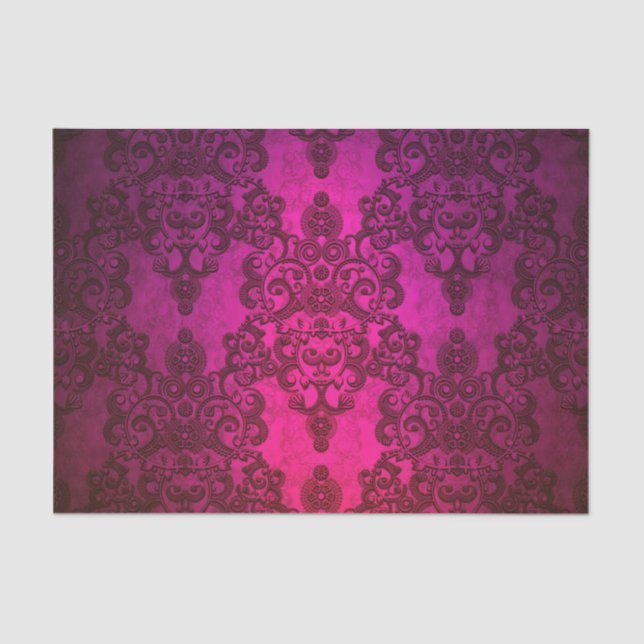 Papel De Seda Damascado Magenta Profundo (Anverso)