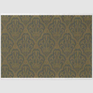 Papel De Seda Damasco Arte Corona Verde Lirio Dorado Audsley Vin