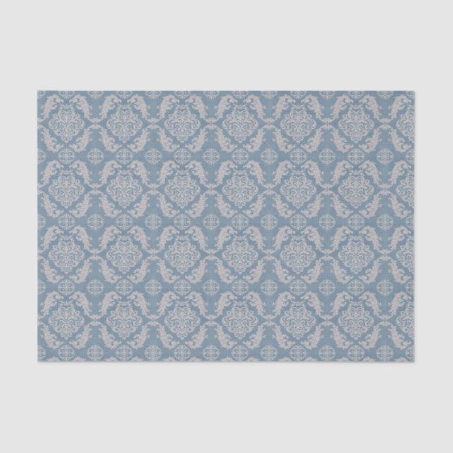 Papel De Seda Damasco azul ventilado (Anverso)