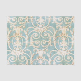 Papel De Seda Damasco azul y beige