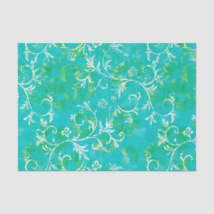 Papel De Seda Damasco azul y verde