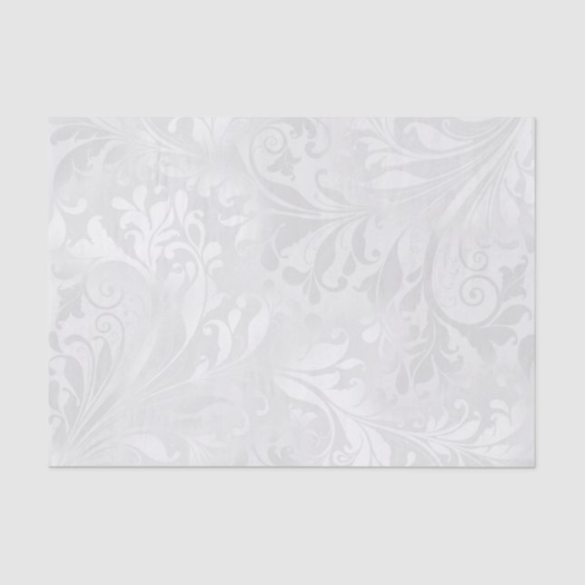 Papel De Seda Damasco blanco elegante (Anverso)