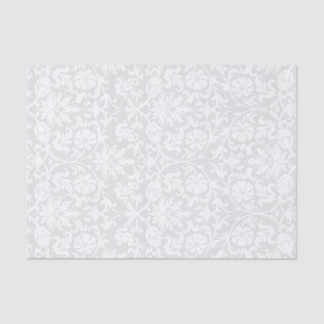 Papel De Seda Damasco blanco floral (Anverso)