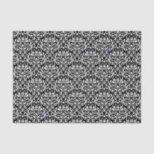 Papel De Seda Damasco Blanco Y Negro Elegante