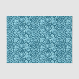 Papel De Seda Damasco de claveles de Art Nouveau, añil y azul ci