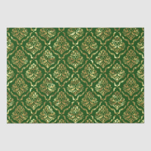 Papel De Seda Damasco De Floral De Oro De Aspecto Brillante En V