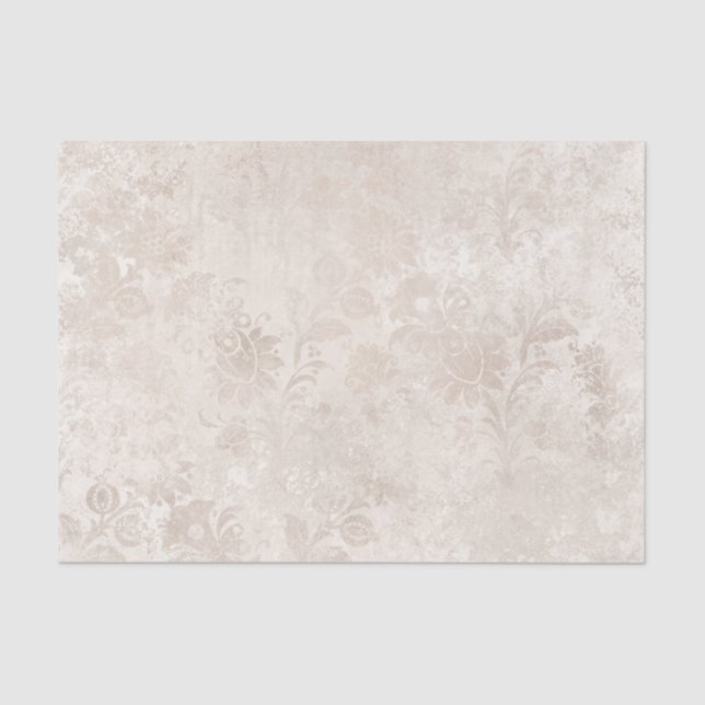 Papel De Seda Damasco de marfil y blanco (Anverso)