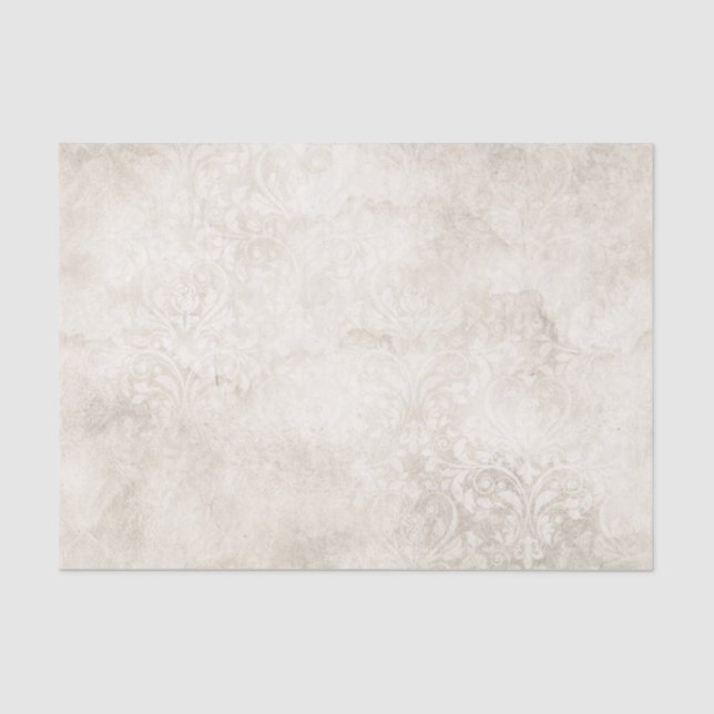 Papel De Seda Damasco de marfil y blanco (Anverso)