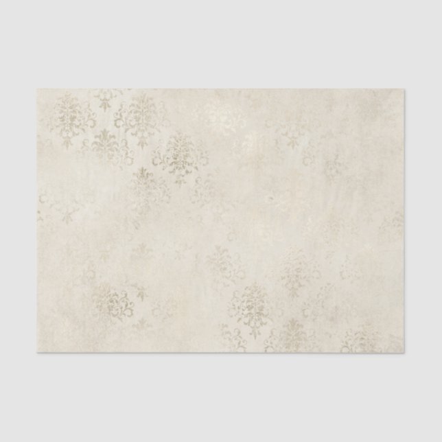Papel De Seda Damasco de marfil y blanco (Anverso)