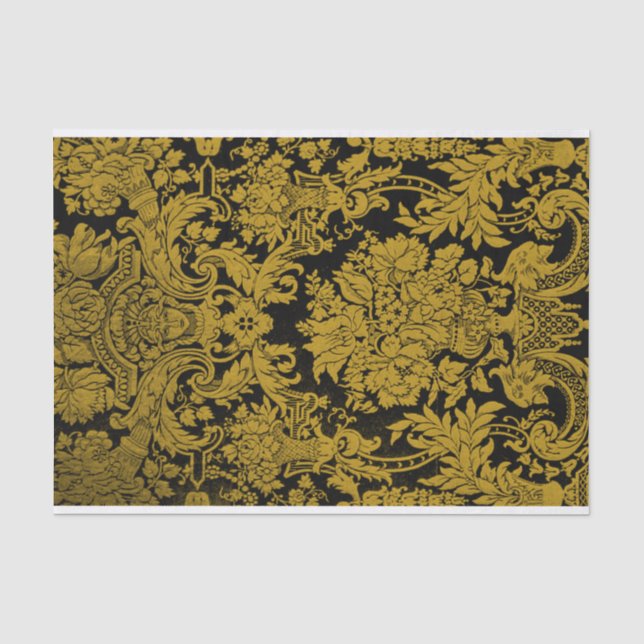 Papel De Seda Damasco de oro de Louis XIV (Anverso)