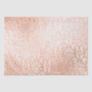 Papel De Seda Damasco de Oro Rosa