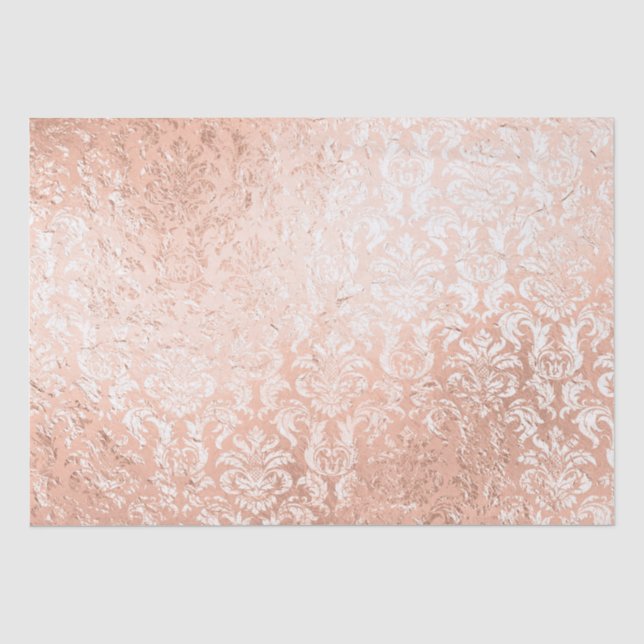 Papel De Seda Damasco de Oro Rosa (Anverso)