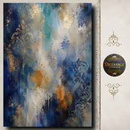 Papel De Seda Damasco decoupage textura abstracta azul oro