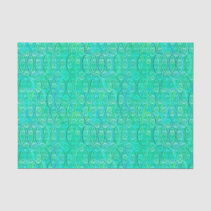 Papel De Seda Damasco del Arabesque - aguamarina y turquesa