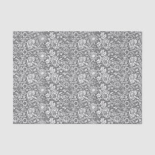 Papel De Seda Damasco del clavel de Nouveau del arte, gris/gris