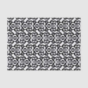 Papel De Seda Damasco del Moorish de Ikat - blanco y negro