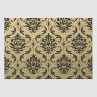 Papel De Seda Damasco del oro y de la obra clásica del negro