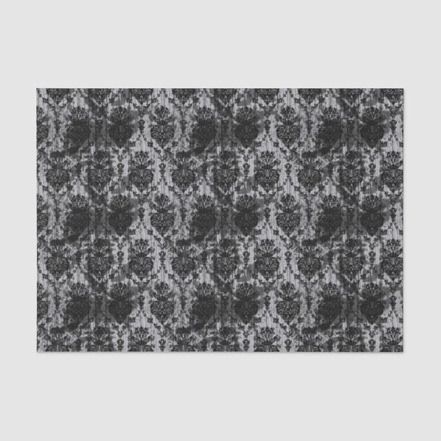 Papel De Seda Damasco Distorsionado Negro y Blanco (Anverso)
