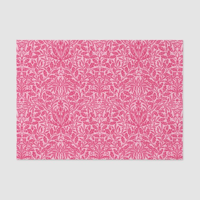 Papel De Seda Damasco floral Art Nouveau, profunda fucsia rosa (Anverso)